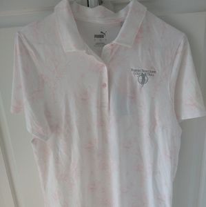 Ladies golf shirt Robert Trent Jones size large pink and white